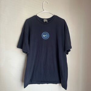 Nike Men's Dark Blue Tee with Blue Logo